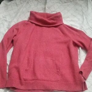 LOFT Women’s Rose Pink Turtleneck Pullover Sweater With Pocket